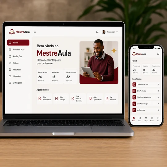 Painel do MestreAula no telemóvel